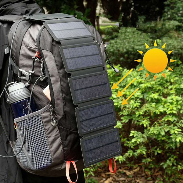 Outdoor hiking Backpack with attached single-port solar Power Supply